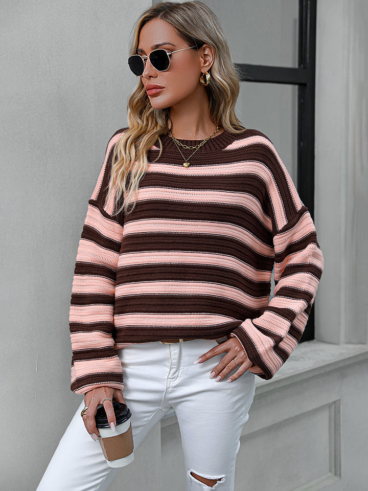 Striped Dropped Shoulder Sweater (3)
