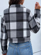Plaid Button-front Cropped Jacket (45)