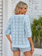Openwork Round Neck Knit Top (8)