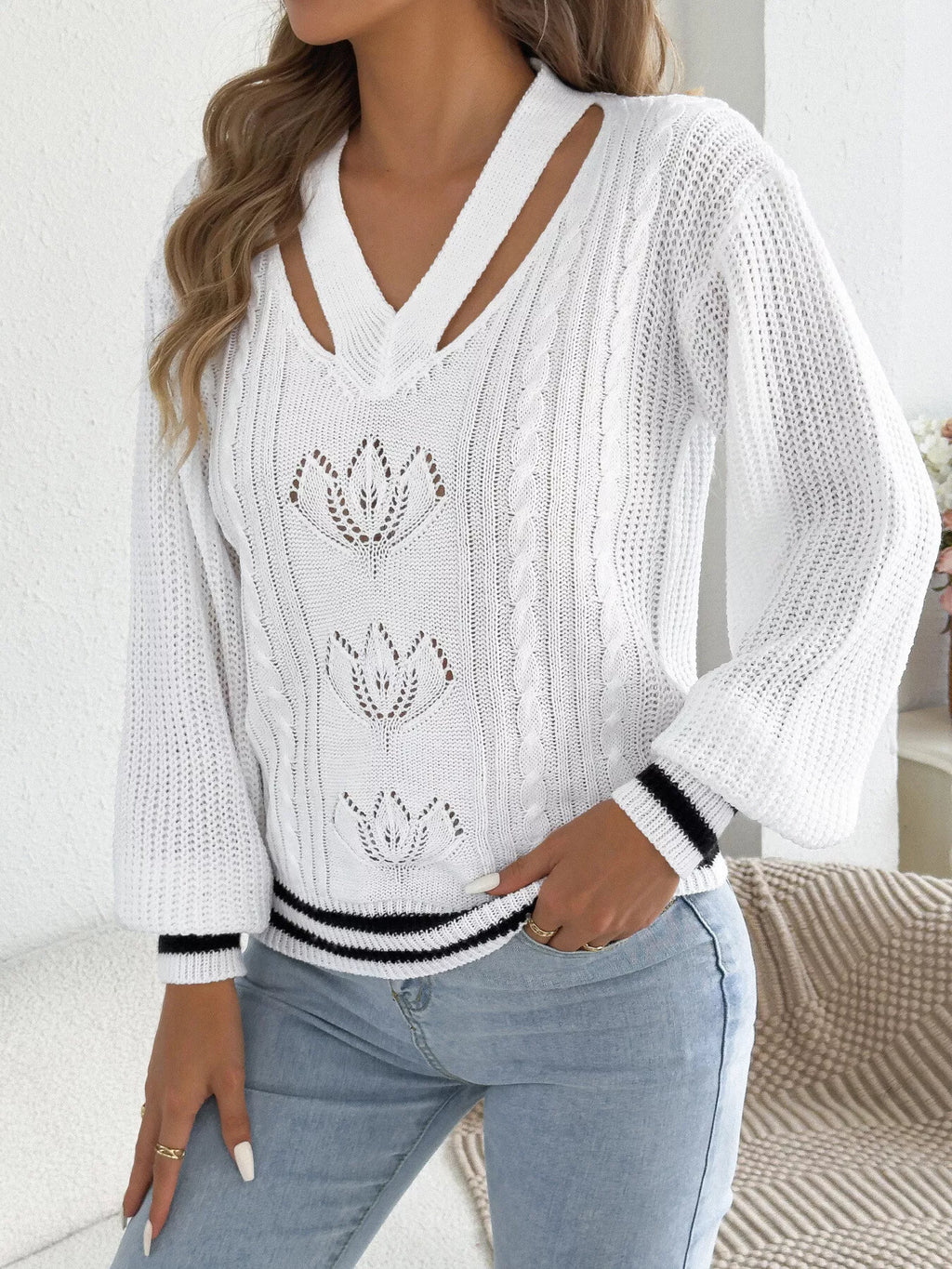 Cutout Cable Knit Sweater (13)
