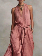 Sleeveless Wide-leg Jumpsuit Tie-waist (10)
