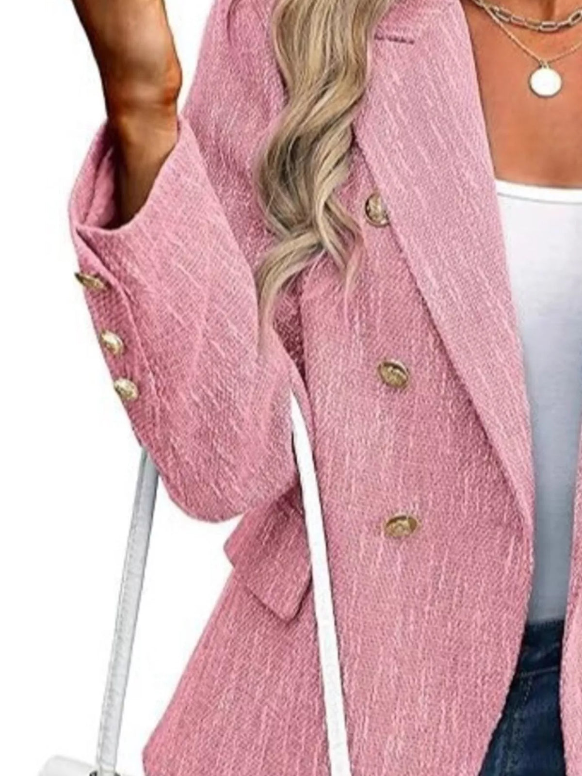 Double-breasted Lapel Collar Blazer (17)