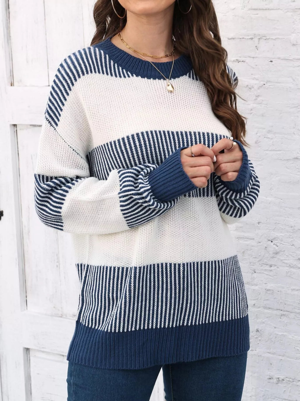 Full Size Block Dropped Shoulder Sweater Plus (2)