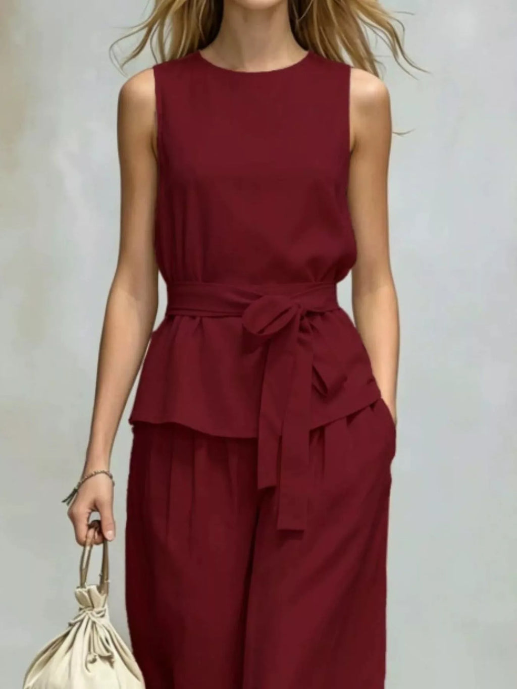 Sleeveless Top Wide-leg Pants Set (10)