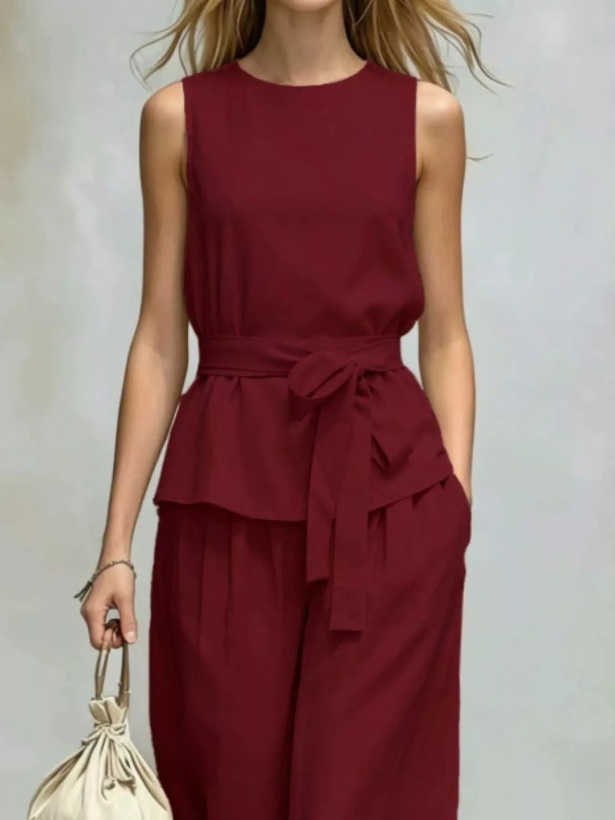 Sleeveless Top Wide-leg Pants Set (10)