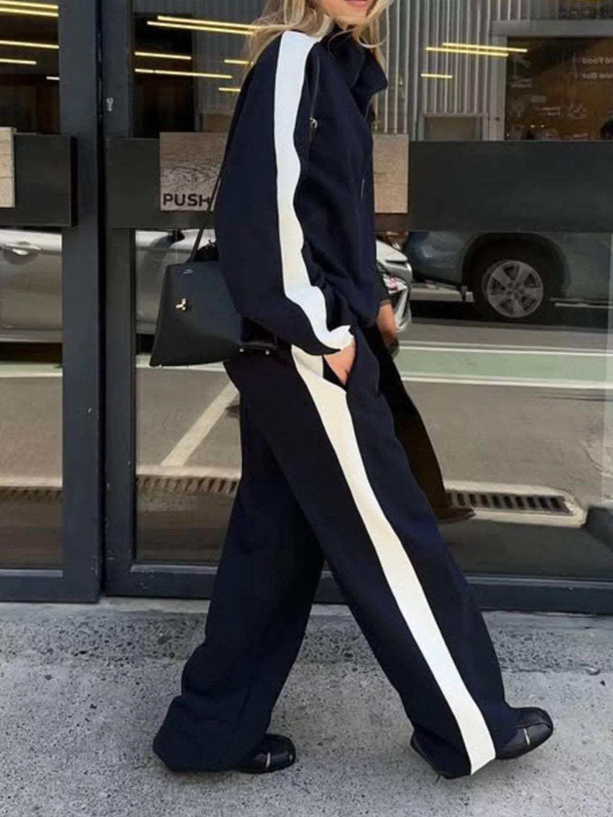 Zip Up Long Sleeve Outerwear Pants Set (9)