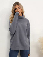 Slit Turtleneck Dropped Shoulder Sweater (21)