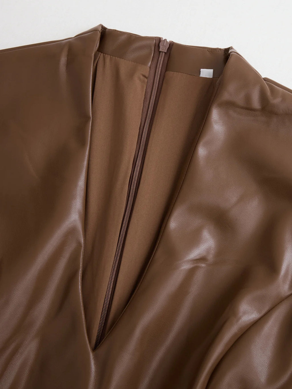 Full Size Leather V-neck Midi Dress Plus (7)