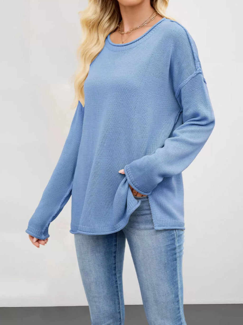 Casual Loose-fit Crew Neck Sweater (2)