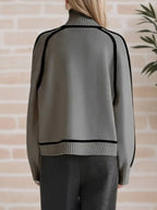 Contrast Trim Turtleneck Sweater (11)