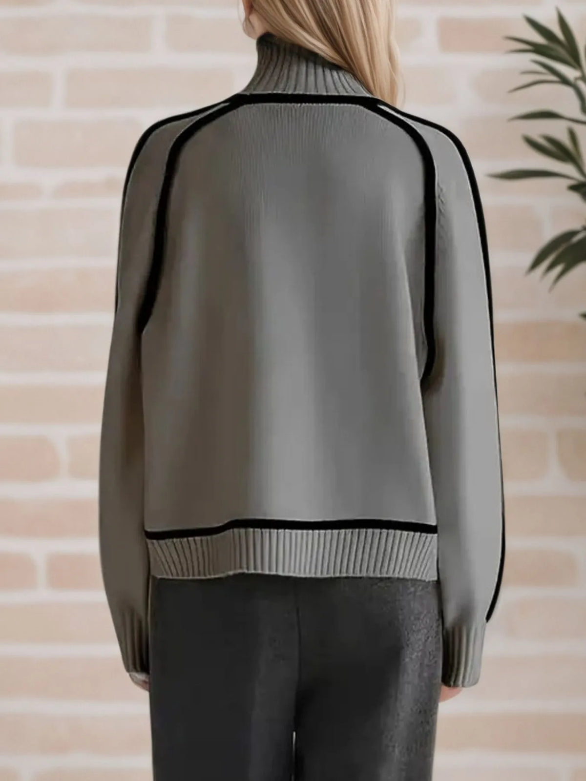 Contrast Trim Turtleneck Sweater (11)