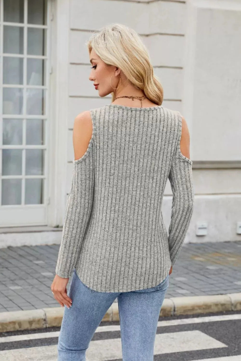 Ribbed Cold Shoulder Long Sleeve Top (15)
