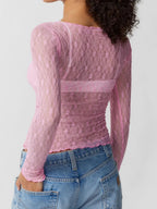 Lace Boat Neck Long Sleeve Blouse (5)