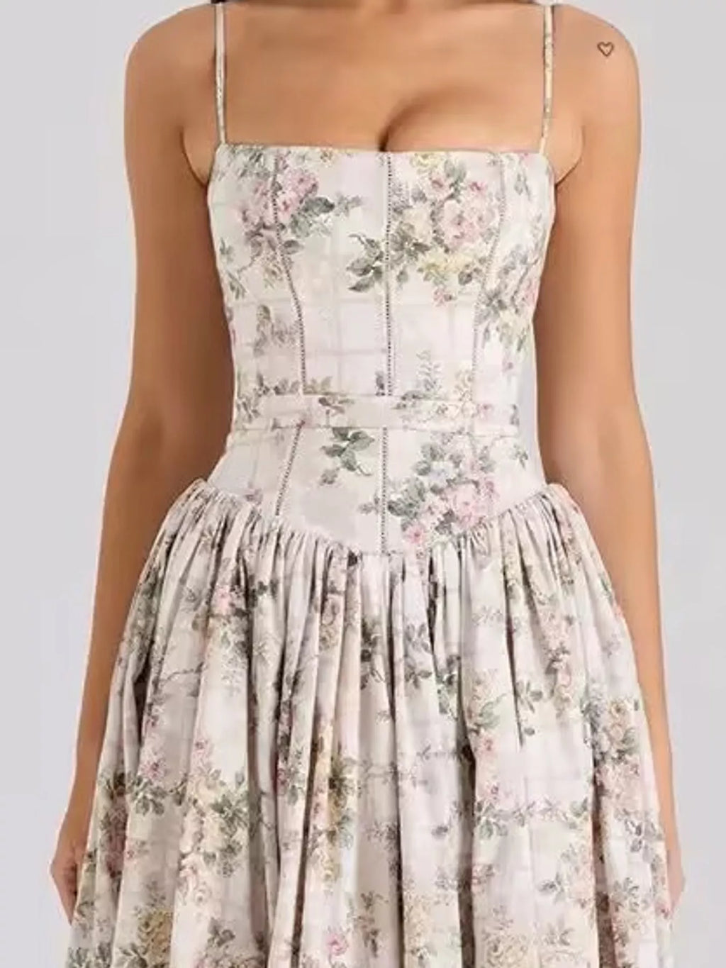 Floral Spaghetti Straps Midi Dress (48)