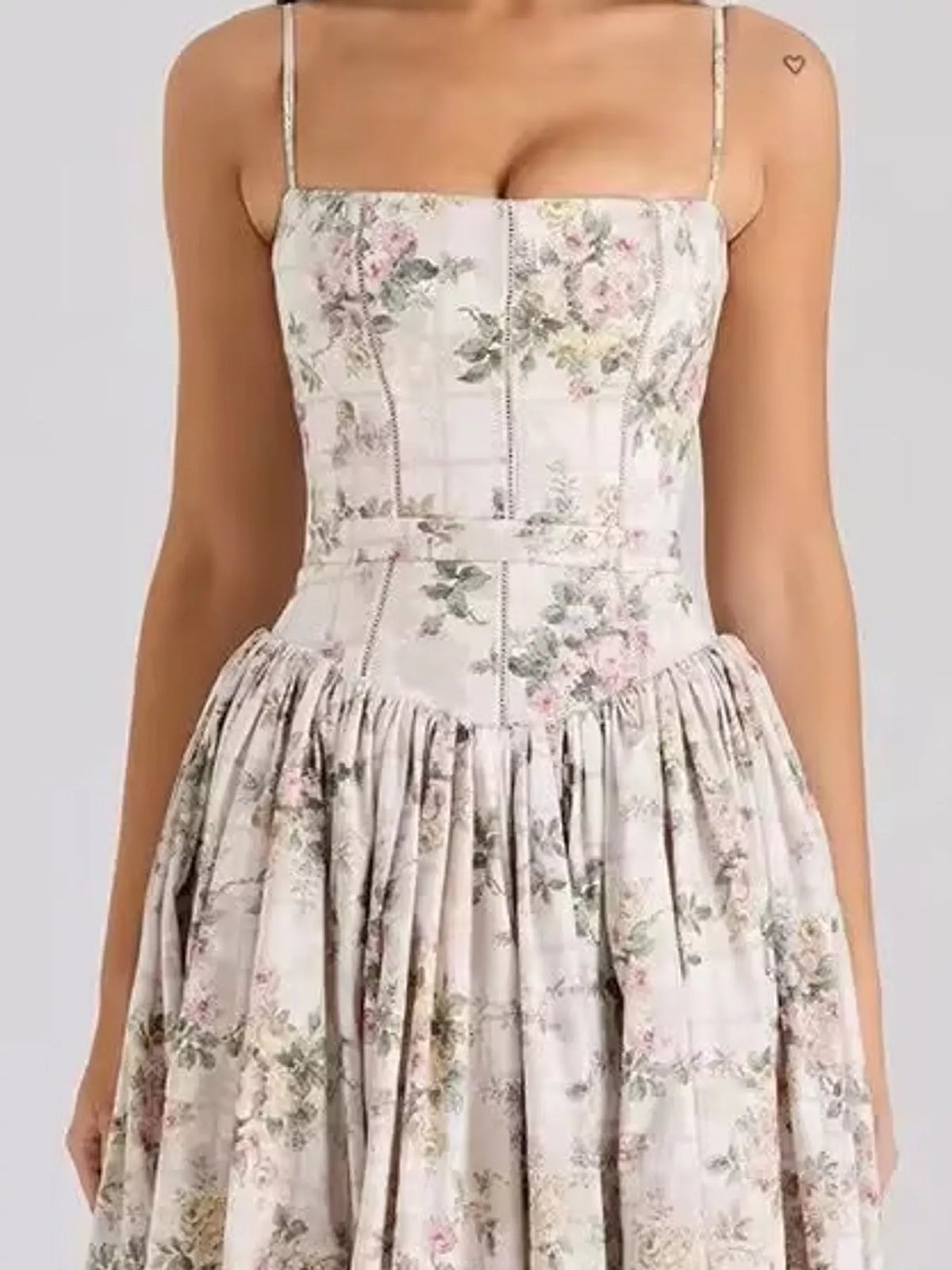 Floral Spaghetti Straps Midi Dress (48)