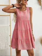 Plaid Round Neck Sleeveless Mini Dress (17)