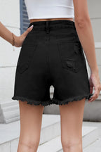 Distressed Fringe Denim Shorts (11)