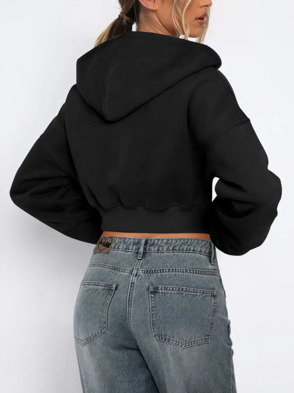 Zip Up Long Sleeve Hooded Cropped Jacket (5)