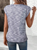 Heathered Round Neck Cap Sleeve T-shirt (8)