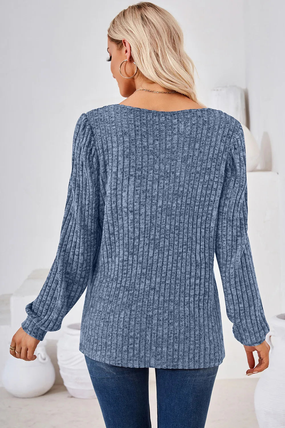 Ribbed Square Neck Long Sleeve T-shirt (12)