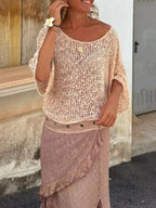 Crochet Boat Neck Knit Cover Up (2)