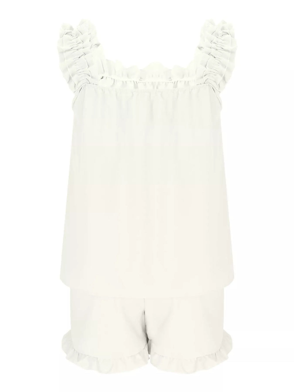 Ruffle Trim Sleeveless Top Shorts Set (4)