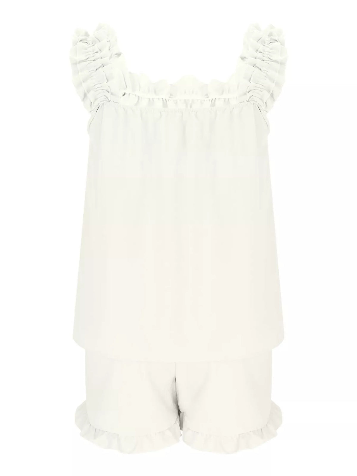 Ruffle Trim Sleeveless Top Shorts Set (4)