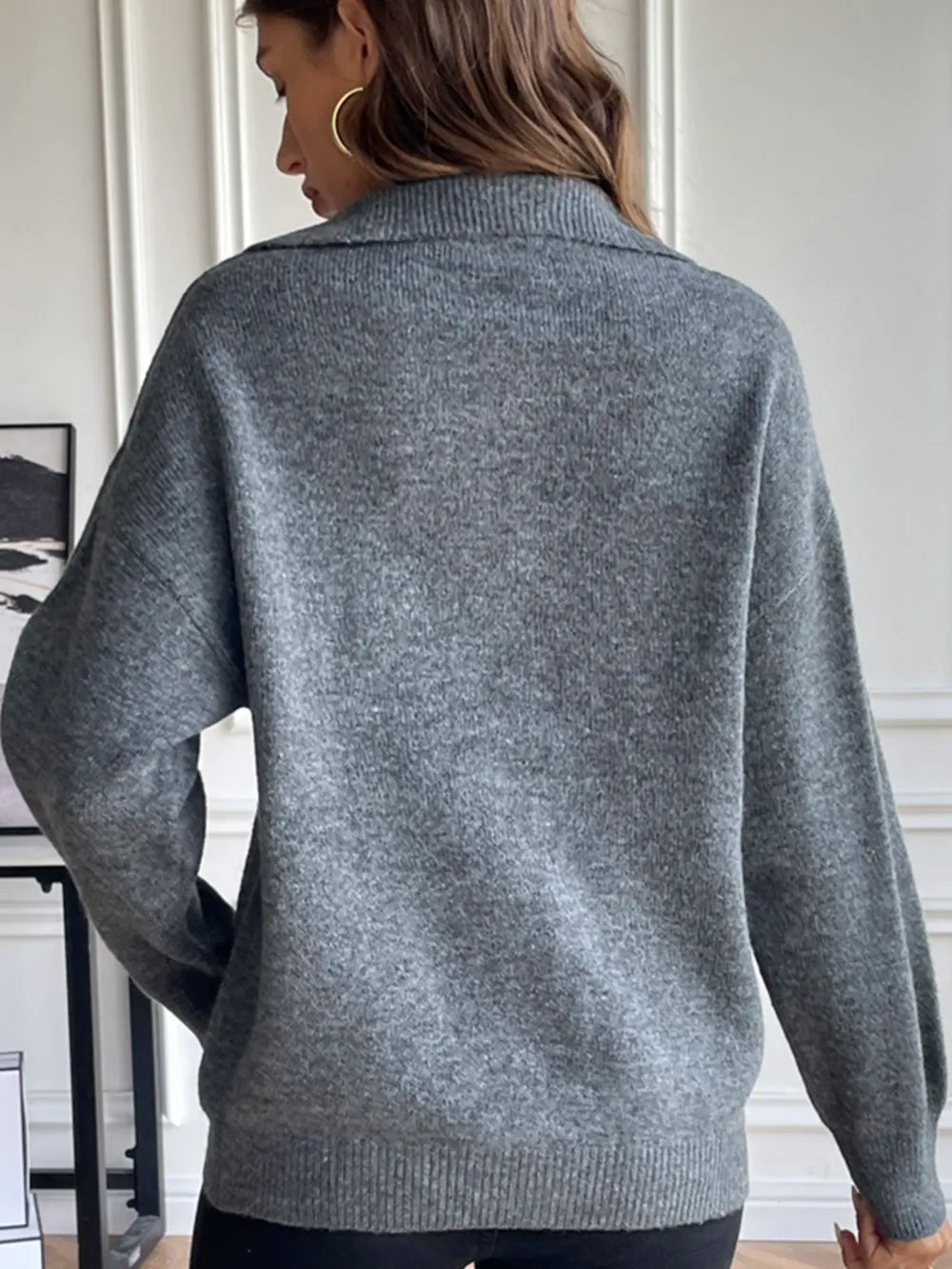 Half Zip Dropped Shoulder Sweater (2)