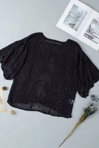 Scallop Edge Half Sleeve Pointelle Knit Top (10)