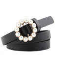 Faux Leather Pearl Belt variant CJNSFSYD00204-Black
