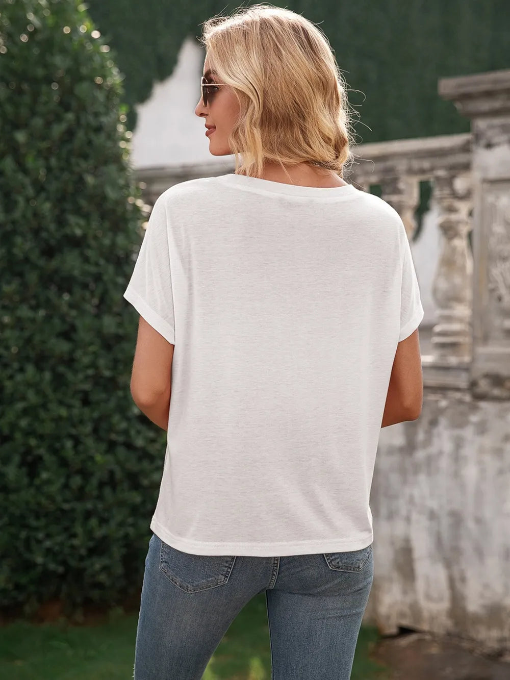 Pocketed Round Neck Short Sleeve T-shirt (7)