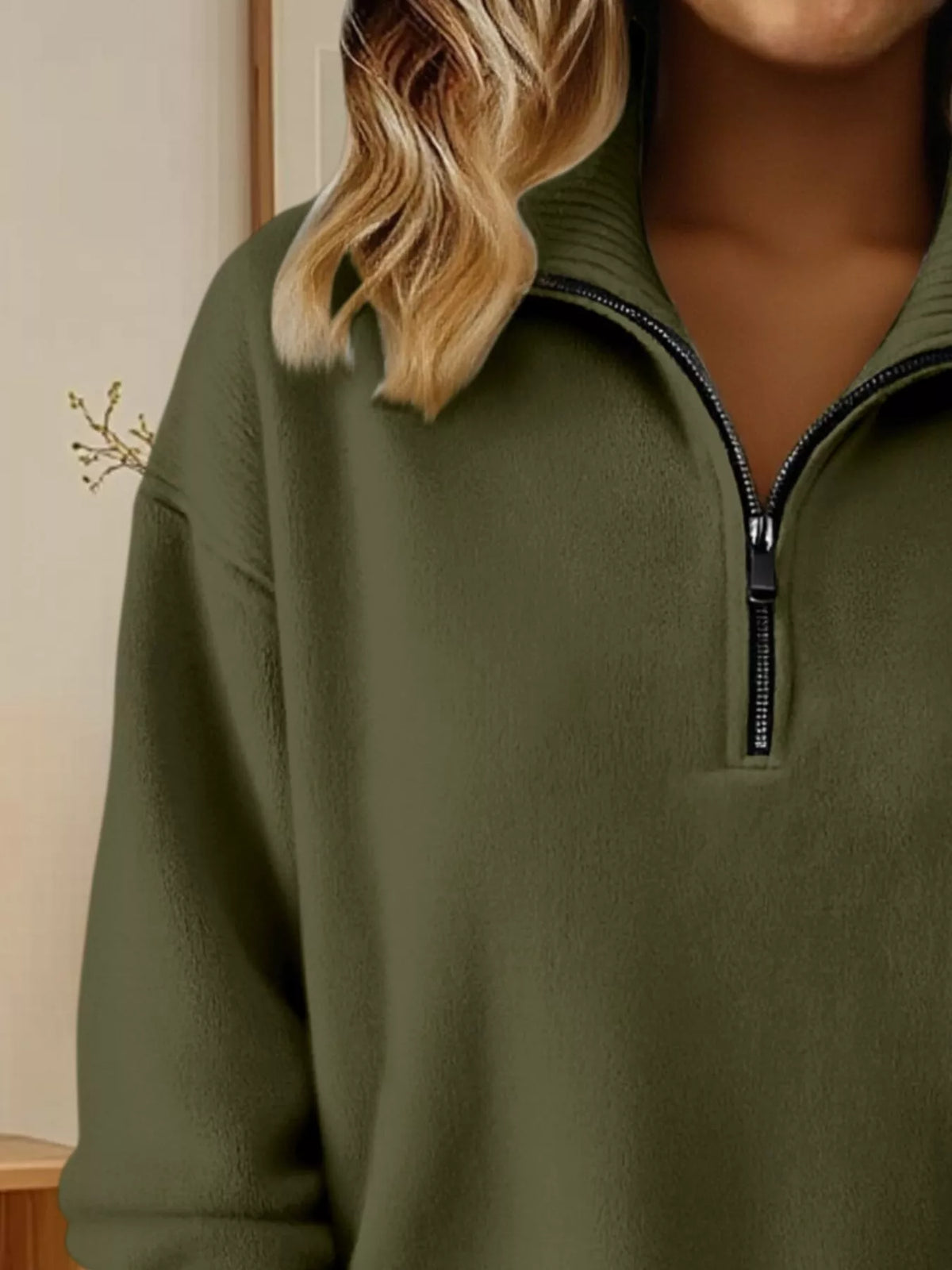 Full Size Half Zip Dropped Shoulder Sweater Plus (17)