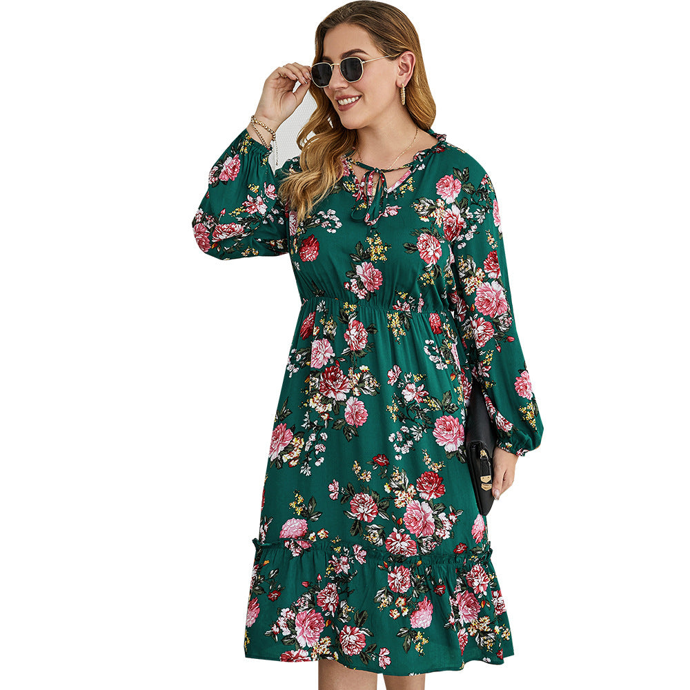 Printed Woven High Waist Floral Waist Dress photo 3