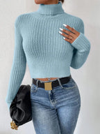 Ribbed Turtleneck Long Sleeve Sweater (20)