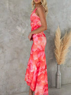 Floral Print One-shoulder Ruched Maxi Dress (8)