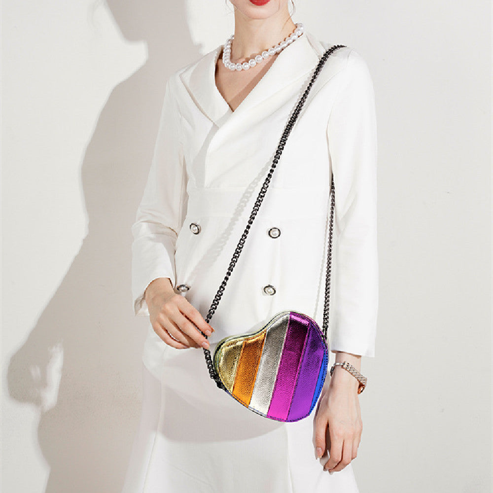 Rainbow Stitching Chain Shoulder Bag photo 4