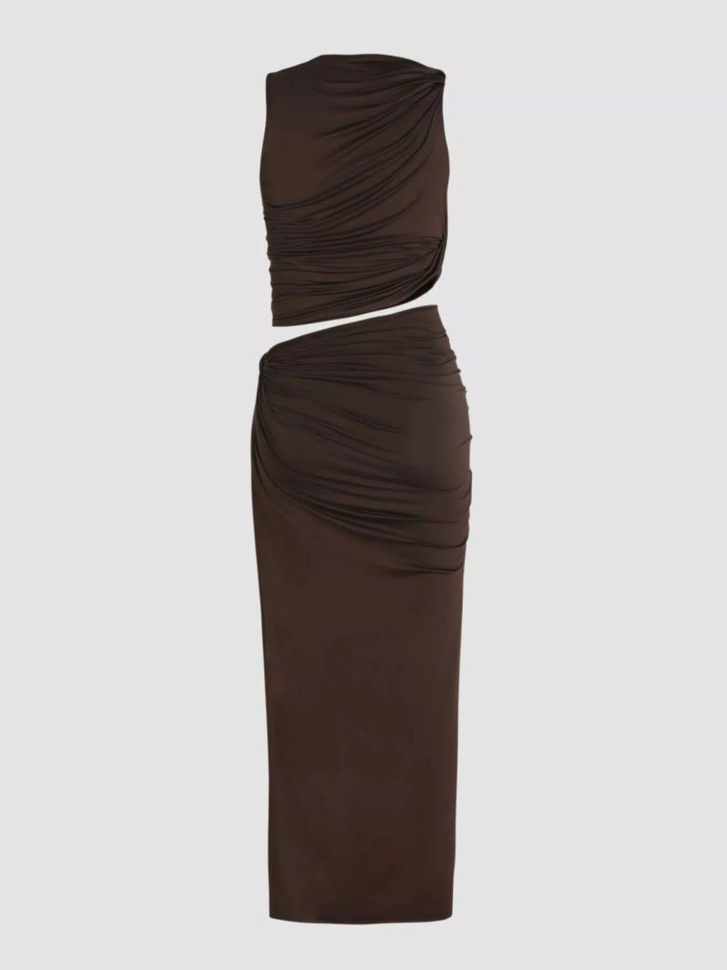 Asymmetrical Ruched Knit Top Skirt Set (7)