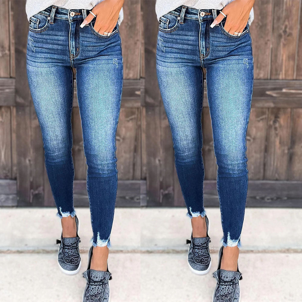 Street White Burrs Tassels Skinny Jeans photo 10