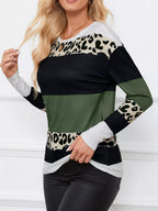 Leopard Block Striped Knit Top (10)