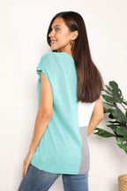 Block V-neck Knit Top (24)