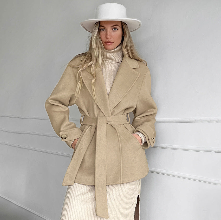 Retro Khaki Suit Collar Trench Coat photo 4