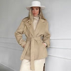Retro Khaki Suit Collar Trench Coat photo 4