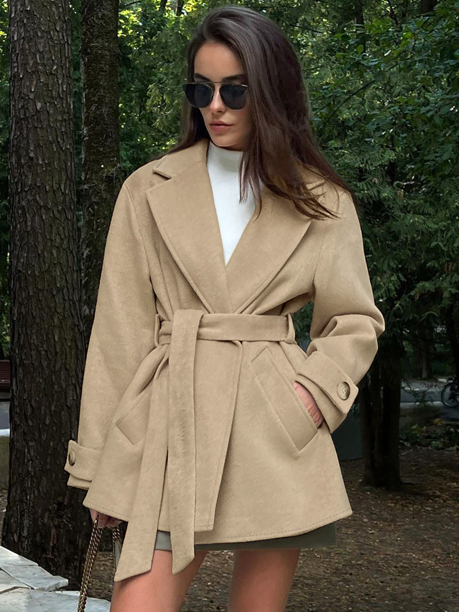 Retro Khaki Suit Collar Trench Coat photo 3