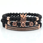 6mm Black Matte Micro-inlaid Crown Bracelet variant CJZBLXSL01449-Rose Gold