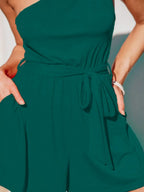 Single Shoulder Tie Waist Romper (9)