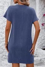 Ribbed Striped Short Sleeve Mini Tee Dress (12)