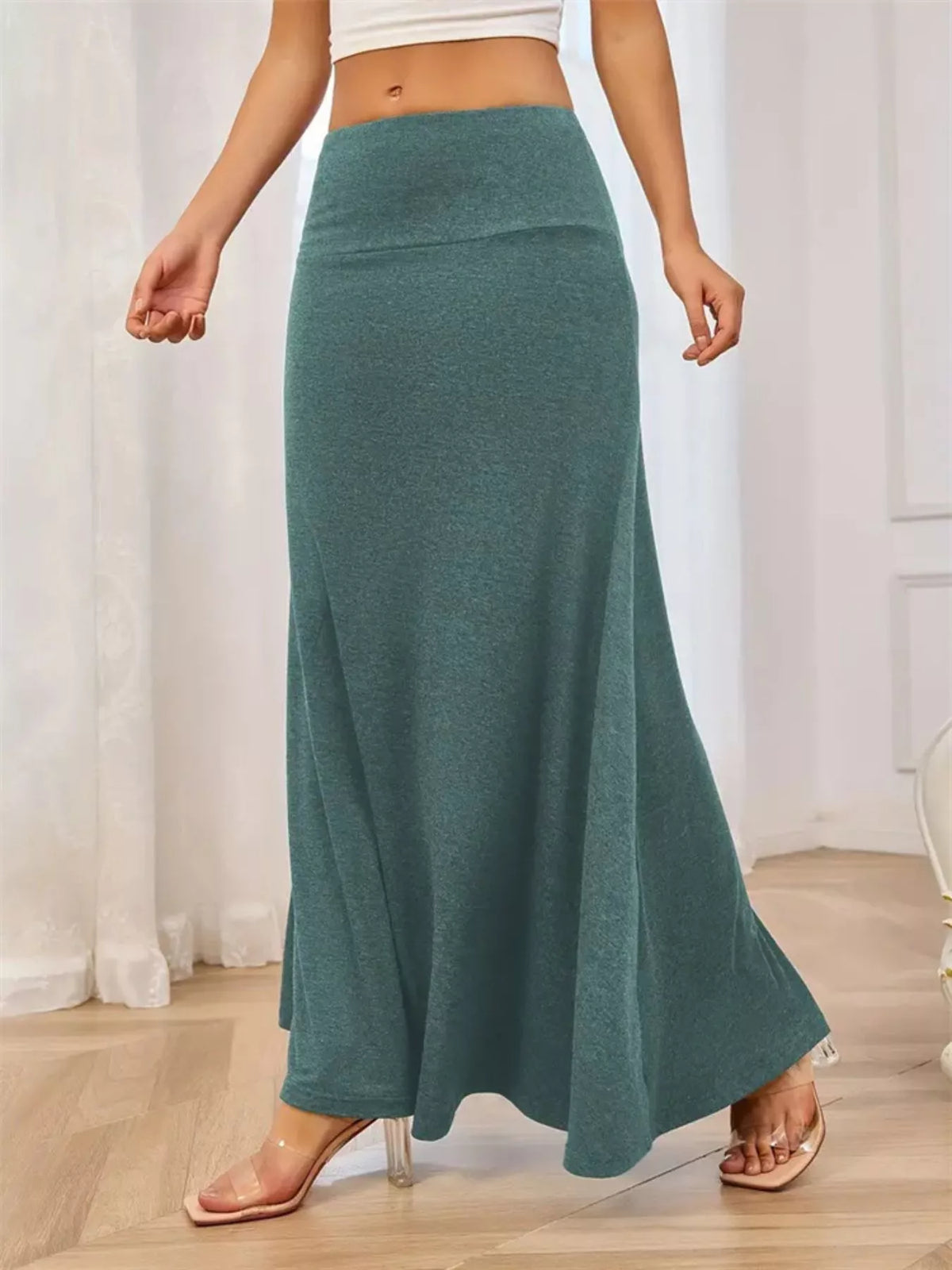 Flowy Maxi Skirt Wide Waistband (18)