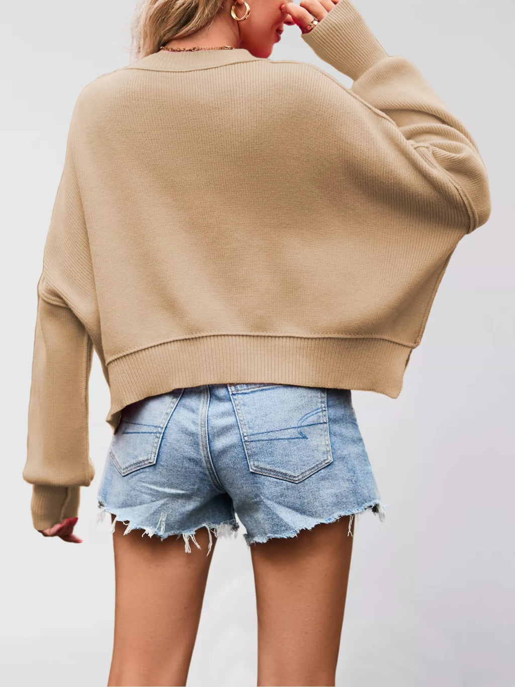 Round Neck Dropped Shoulder Sweater (15)