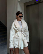 Leather Fur Korean Long Sleeve Splicing Coat photo 4