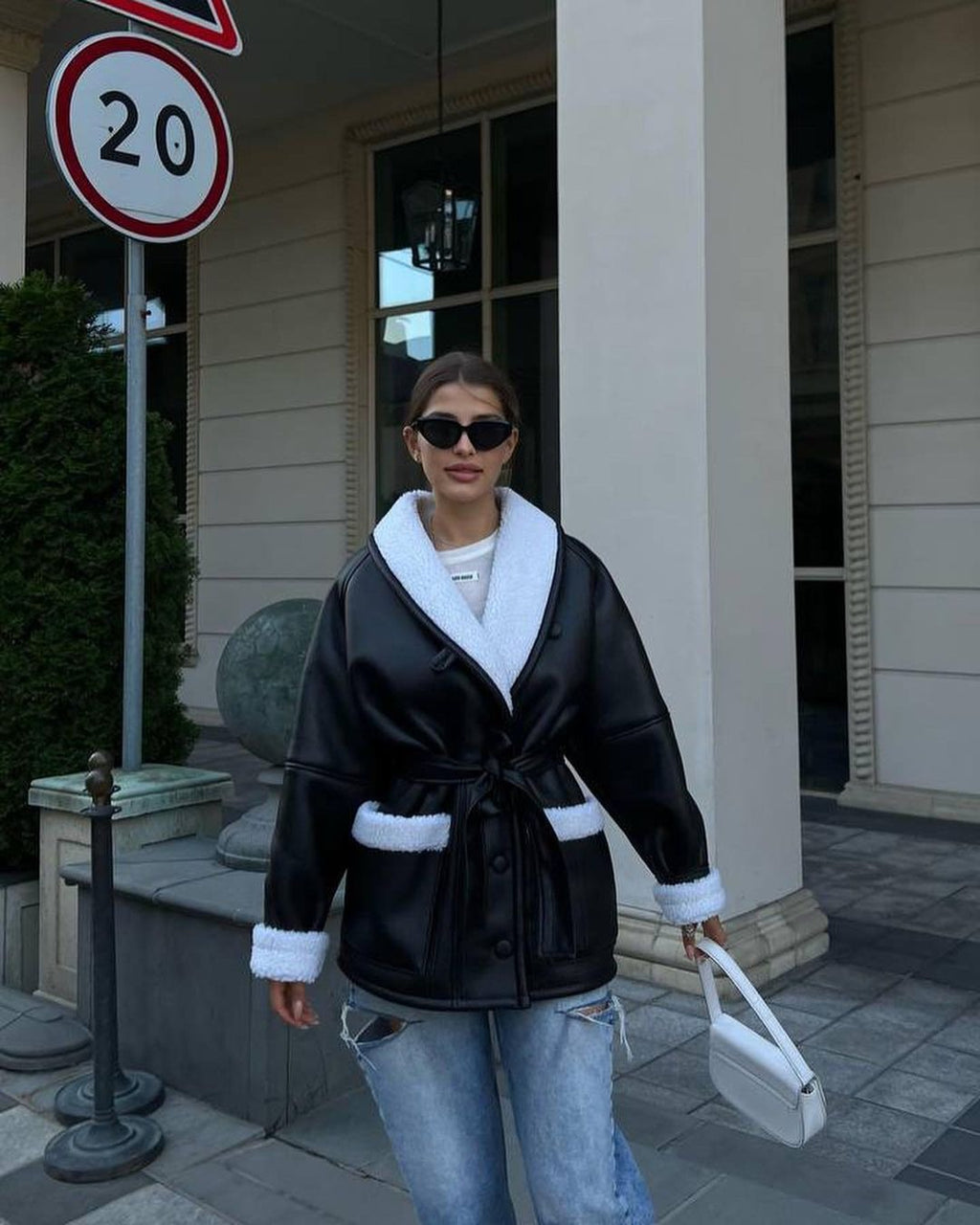 Leather Fur Korean Long Sleeve Splicing Coat photo 9